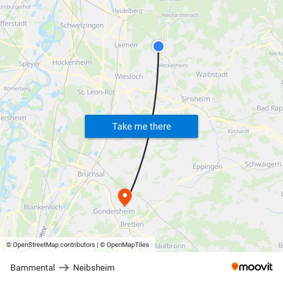 Bammental to Neibsheim map