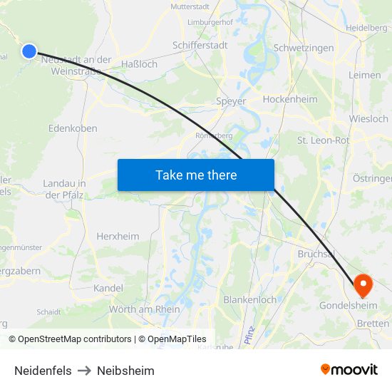 Neidenfels to Neibsheim map