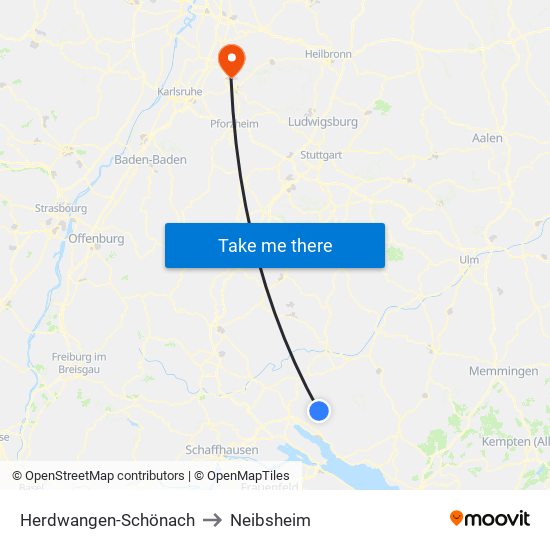 Herdwangen-Schönach to Neibsheim map