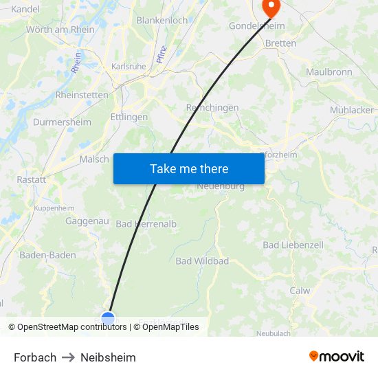 Forbach to Neibsheim map