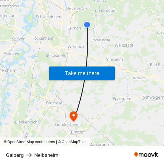 Gaiberg to Neibsheim map