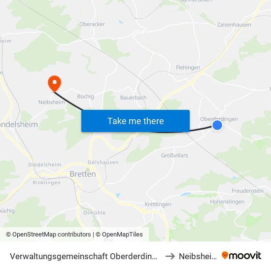 Verwaltungsgemeinschaft Oberderdingen to Neibsheim map