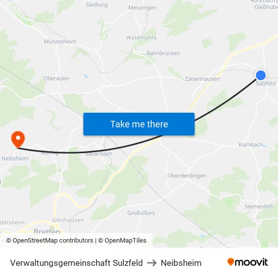 Verwaltungsgemeinschaft Sulzfeld to Neibsheim map