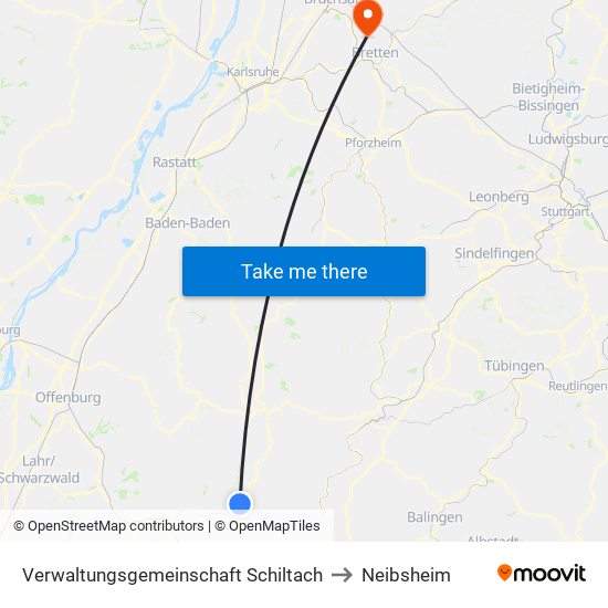 Verwaltungsgemeinschaft Schiltach to Neibsheim map