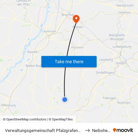 Verwaltungsgemeinschaft Pfalzgrafenweiler to Neibsheim map