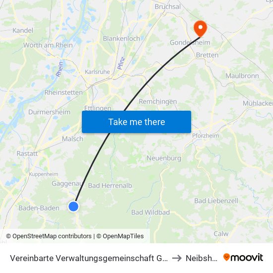 Vereinbarte Verwaltungsgemeinschaft Gernsbach to Neibsheim map