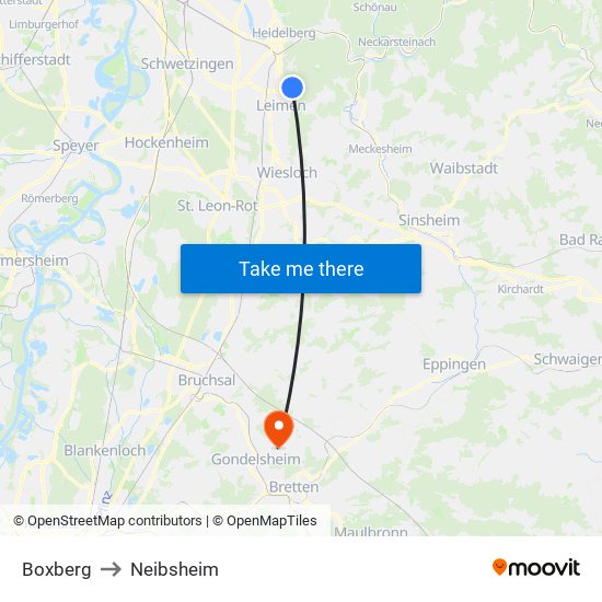 Boxberg to Neibsheim map