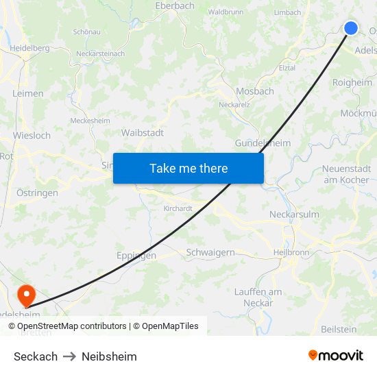 Seckach to Neibsheim map