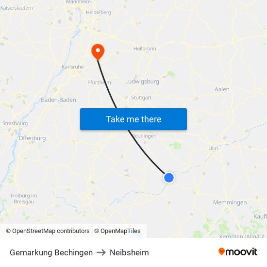 Gemarkung Bechingen to Neibsheim map