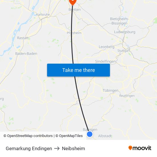 Gemarkung Endingen to Neibsheim map