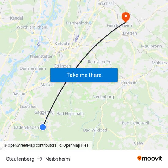 Staufenberg to Neibsheim map