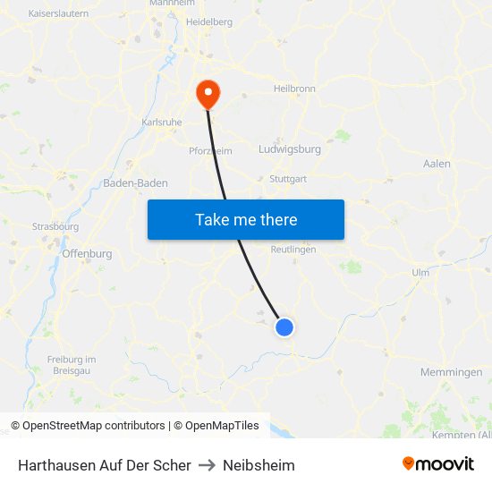 Harthausen Auf Der Scher to Neibsheim map