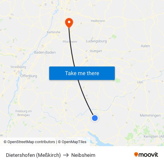 Dietershofen (Meßkirch) to Neibsheim map