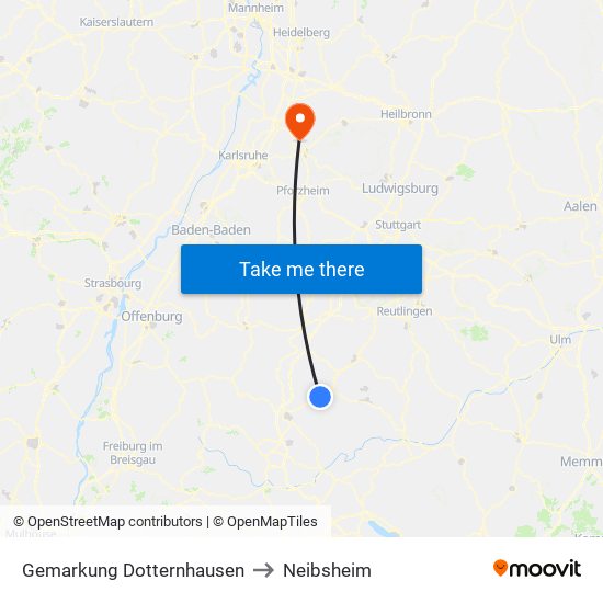 Gemarkung Dotternhausen to Neibsheim map