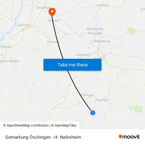 Gemarkung Öschingen to Neibsheim map