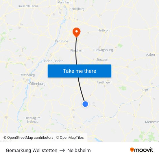 Gemarkung Weilstetten to Neibsheim map