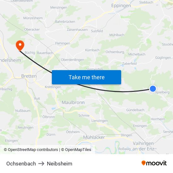 Ochsenbach to Neibsheim map