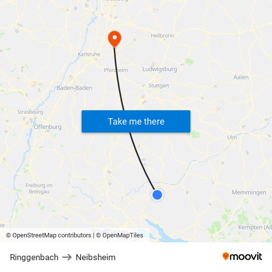 Ringgenbach to Neibsheim map