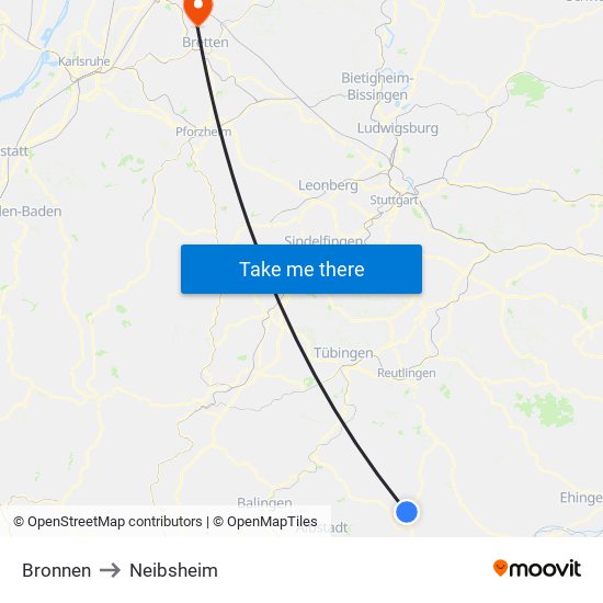 Bronnen to Neibsheim map