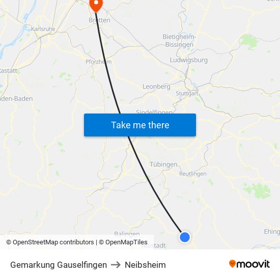 Gemarkung Gauselfingen to Neibsheim map