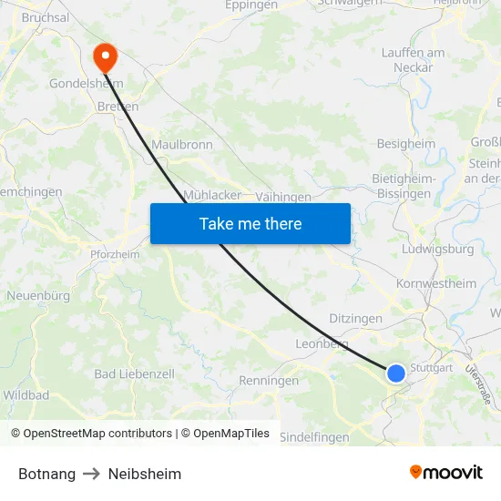 Botnang to Neibsheim map
