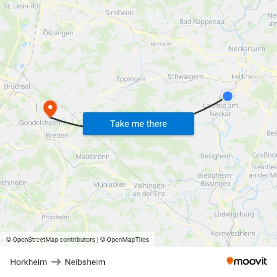 Horkheim to Neibsheim map