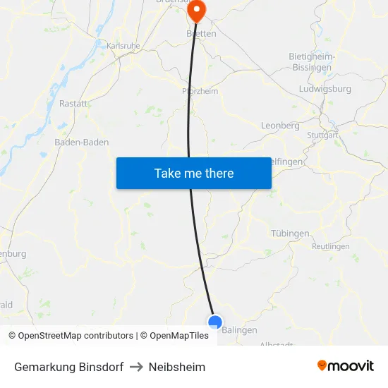Gemarkung Binsdorf to Neibsheim map