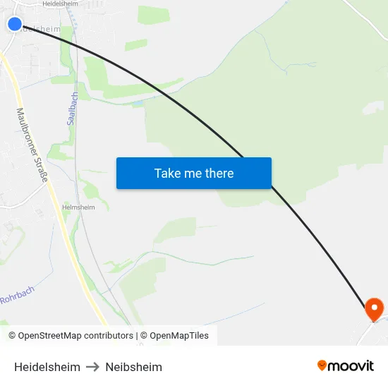Heidelsheim to Neibsheim map