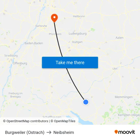 Burgweiler (Ostrach) to Neibsheim map
