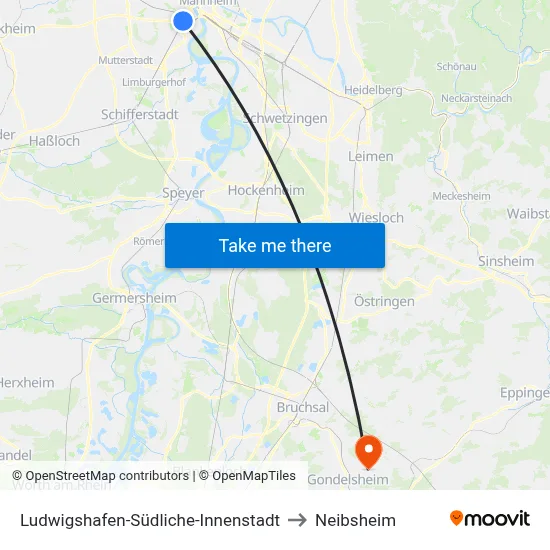 Ludwigshafen-Südliche-Innenstadt to Neibsheim map