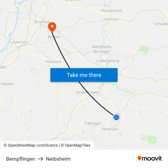 Bempflingen to Neibsheim map
