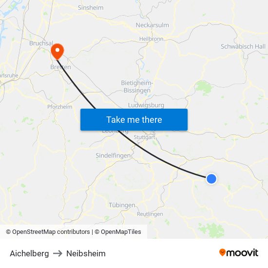 Aichelberg to Neibsheim map