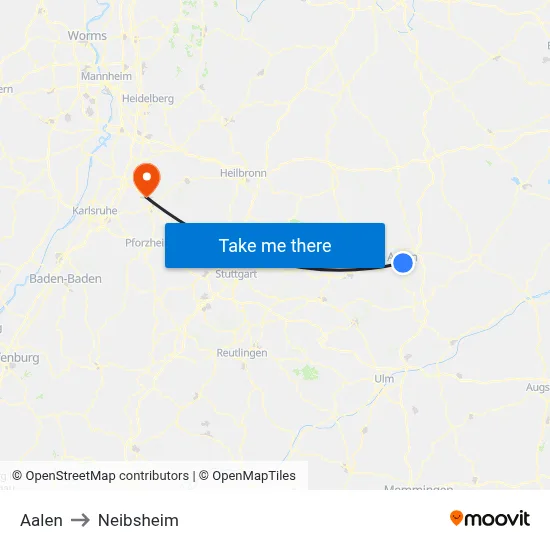 Aalen to Neibsheim map