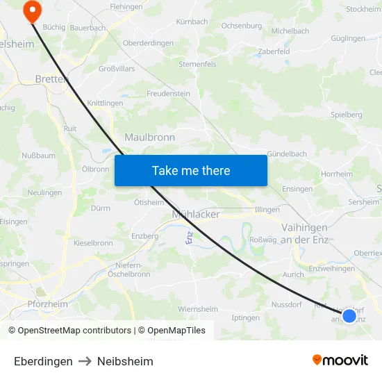Eberdingen to Neibsheim map