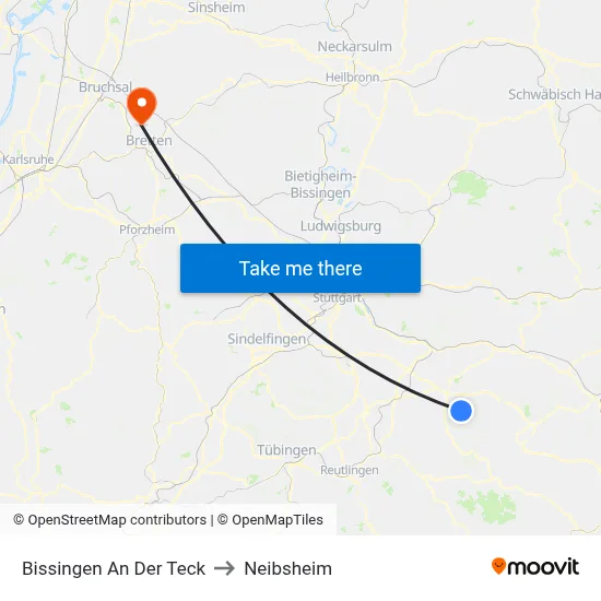 Bissingen An Der Teck to Neibsheim map