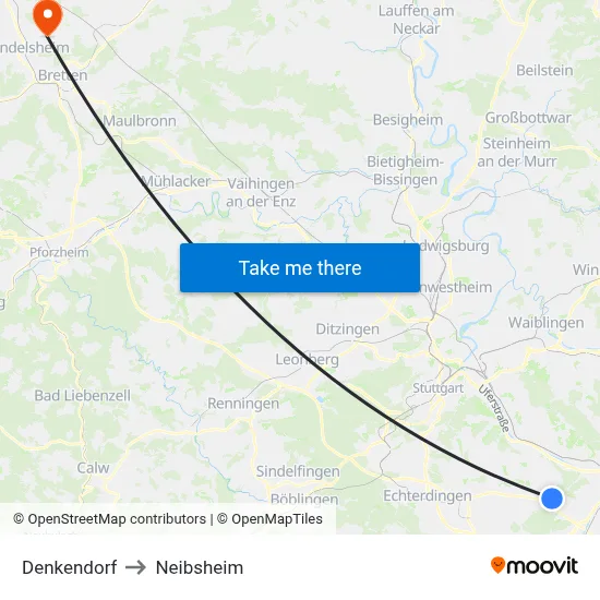 Denkendorf to Neibsheim map