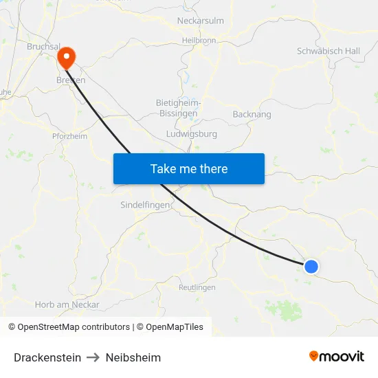 Drackenstein to Neibsheim map