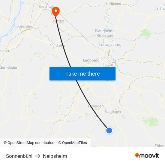 Sonnenbühl to Neibsheim map