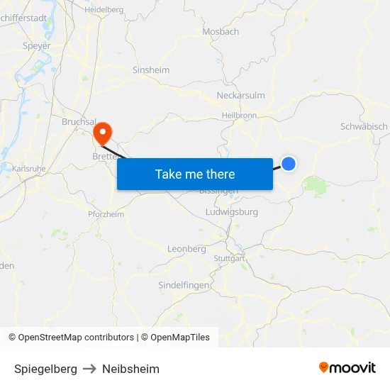 Spiegelberg to Neibsheim map