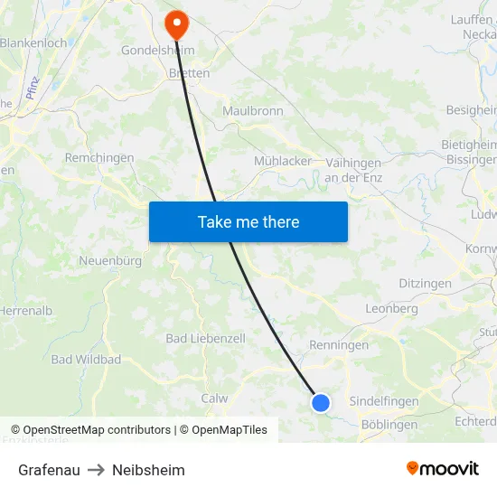 Grafenau to Neibsheim map