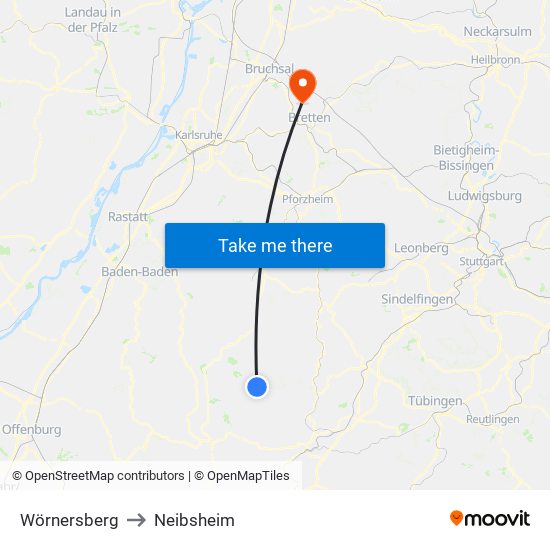 Wörnersberg to Neibsheim map