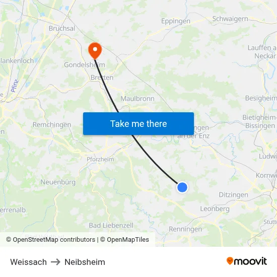 Weissach to Neibsheim map