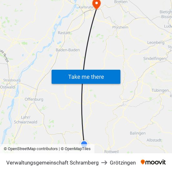 Verwaltungsgemeinschaft Schramberg to Grötzingen map