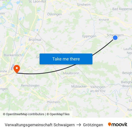 Verwaltungsgemeinschaft Schwaigern to Grötzingen map