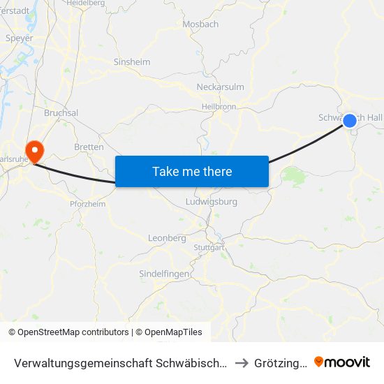Verwaltungsgemeinschaft Schwäbisch Hall to Grötzingen map