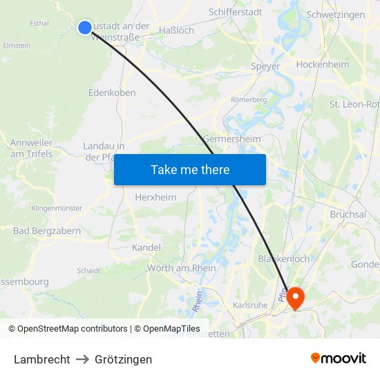 Lambrecht to Grötzingen map