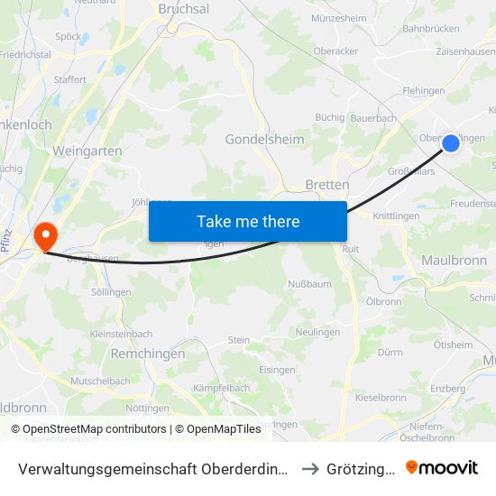 Verwaltungsgemeinschaft Oberderdingen to Grötzingen map