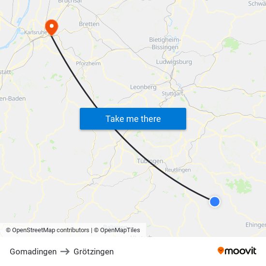 Gomadingen to Grötzingen map