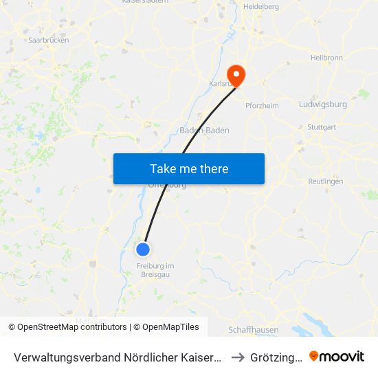 Verwaltungsverband Nördlicher Kaiserstuhl to Grötzingen map