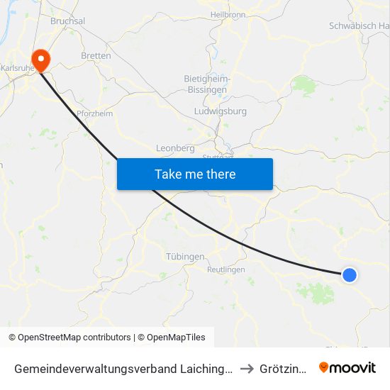 Gemeindeverwaltungsverband Laichinger Alb to Grötzingen map